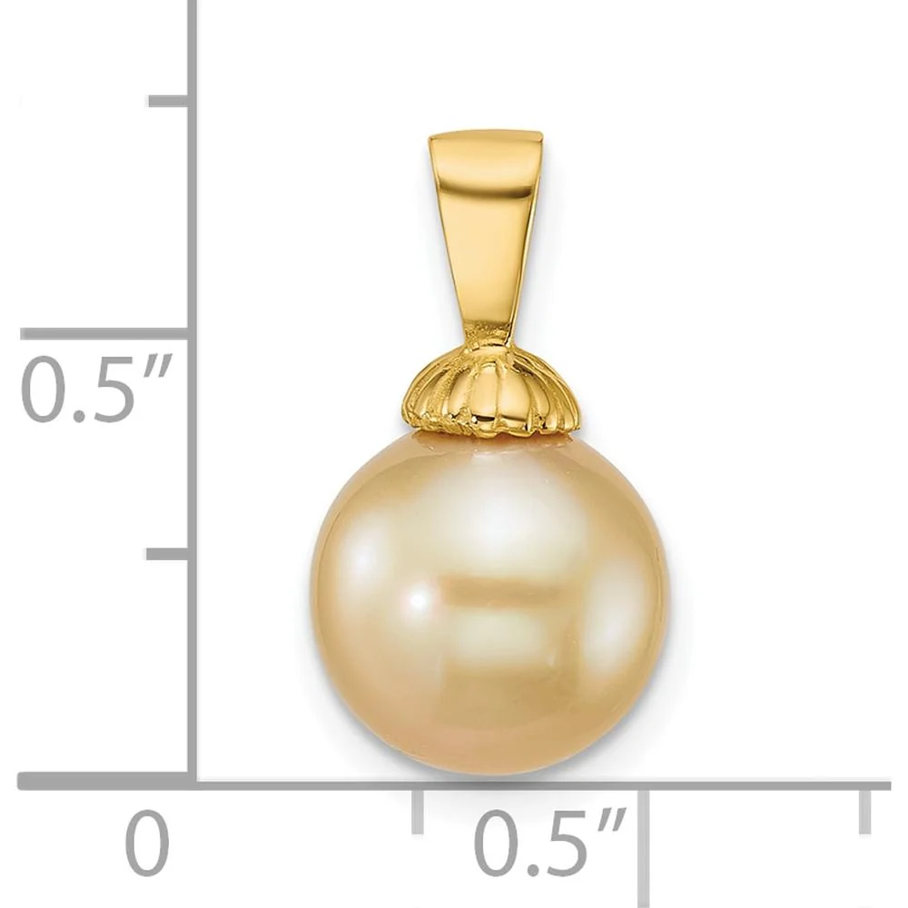 14K Yellow Gold Golden South Sea Saltwater Cultured Pearl Pendant - 10-11mm by Monteluci Fine Jewelry - Image 4
