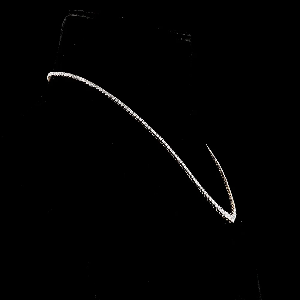 14K Yellow Gold Graduated Riviera Necklace with 8.63 Carat Total Weight Round Lab Diamonds, E-F VS1 Clarity, Prong Set, 171 Stones - Covaloro Fine Jewelry - Image 2