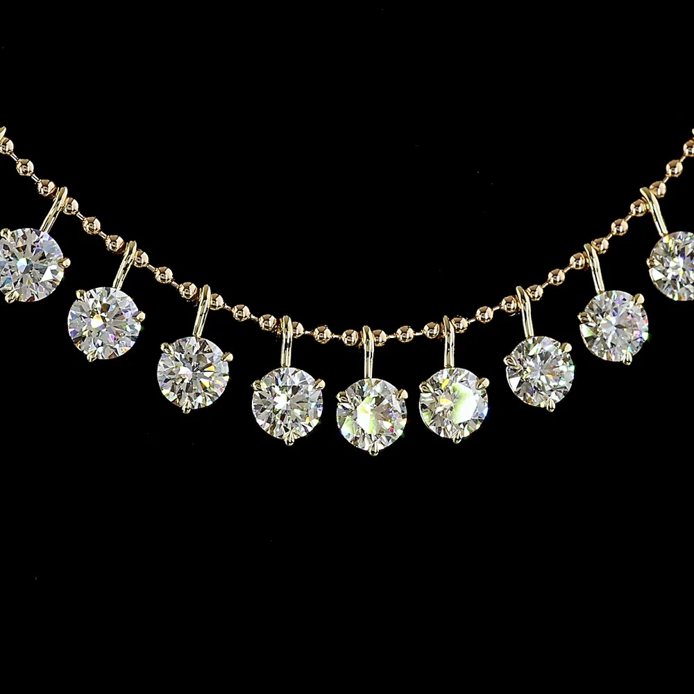 14K Yellow Gold Graduated Round Lab Diamond Special Necklace with Prong Set E-F VS1 Diamonds - 10.03 Total Carat Weight - Covaloro Fine Jewelry - Image 2