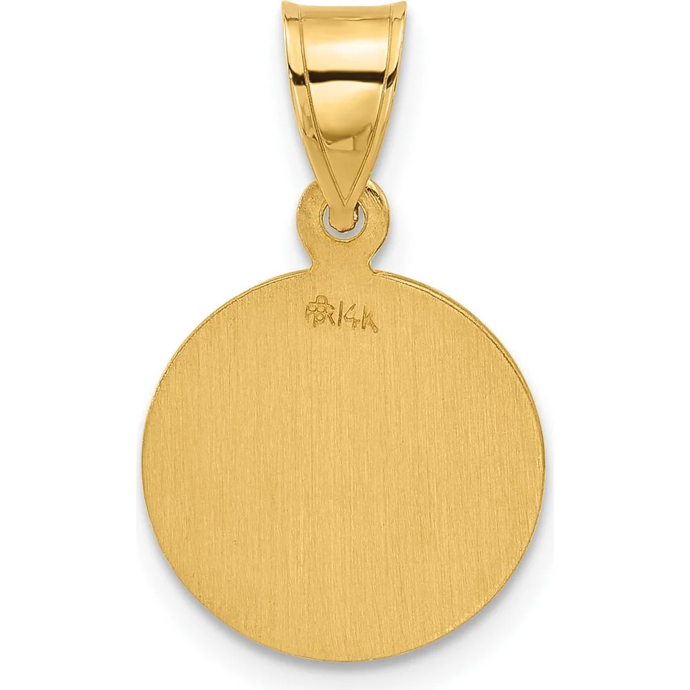 14K Yellow Gold Guardian Angel Medal Pendant with Satin and Polished Finish - Timeless Faith Jewelry by Oro Pregiato - Image 3