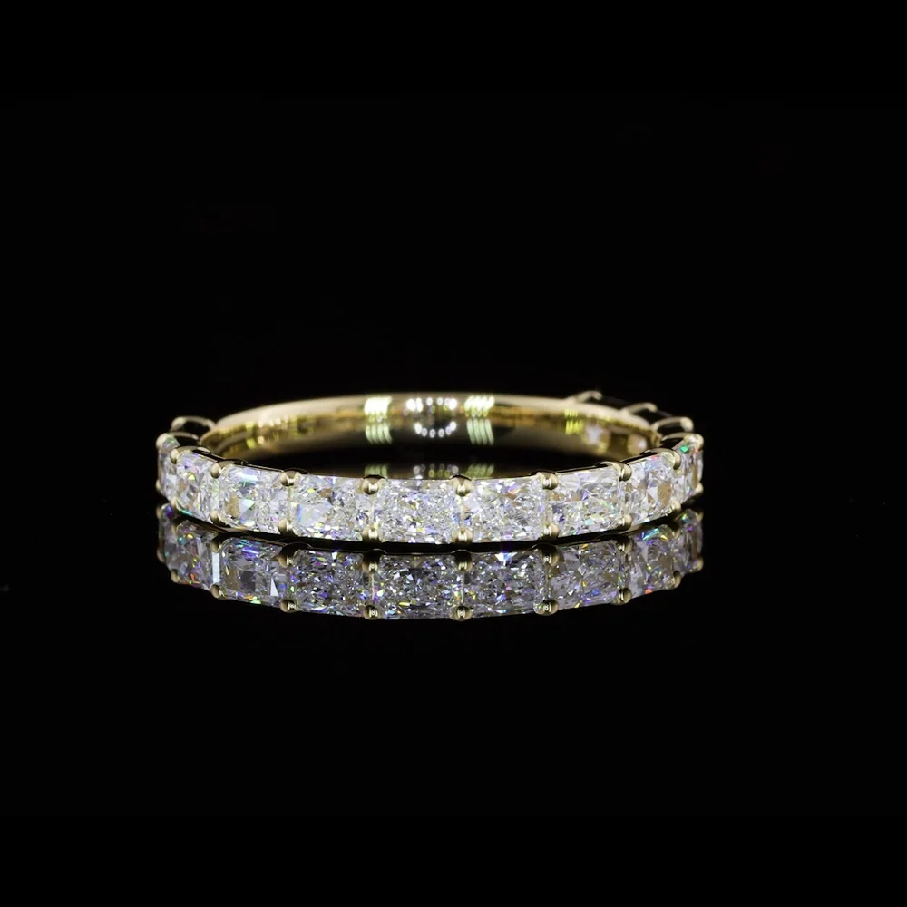 14K Yellow Gold Half Eternity Band Ring with East-West Set Radiant Cut Lab Diamonds - 1.22 Carat Total Diamond Weight - Covaloro Fine Jewelry