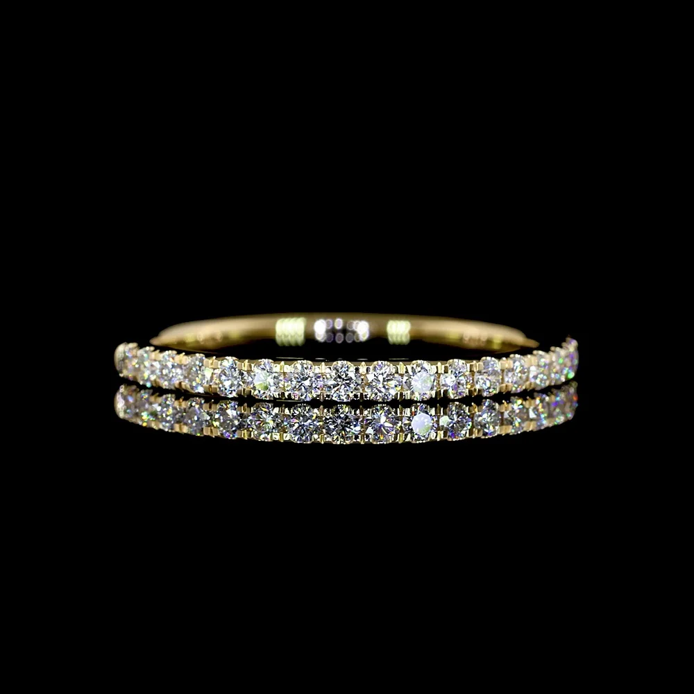 14K Yellow Gold Half Eternity Band with 23 U-Prong Set Round Lab Diamonds - 0.31 Total Carat Weight, E-F Color VS2 Clarity - Covaloro Fine Jewelry