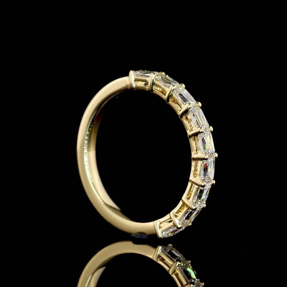 14K Yellow Gold Half Eternity Band with 9 East-West Set Radiant Cut Lab Diamonds - 0.89 Carat Total Weight - Covaloro Fine Jewelry - Image 3