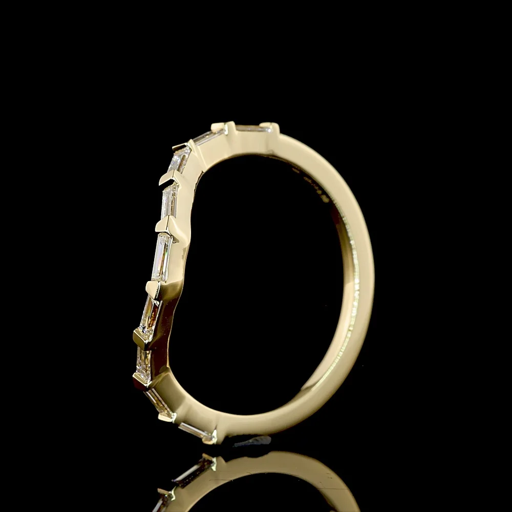 14K Yellow Gold Half Eternity Band with East-West Bezel Set Baguette Lab Diamonds - 0.30 Carats Total Diamond Weight - Covaloro Fine Jewelry - Image 4