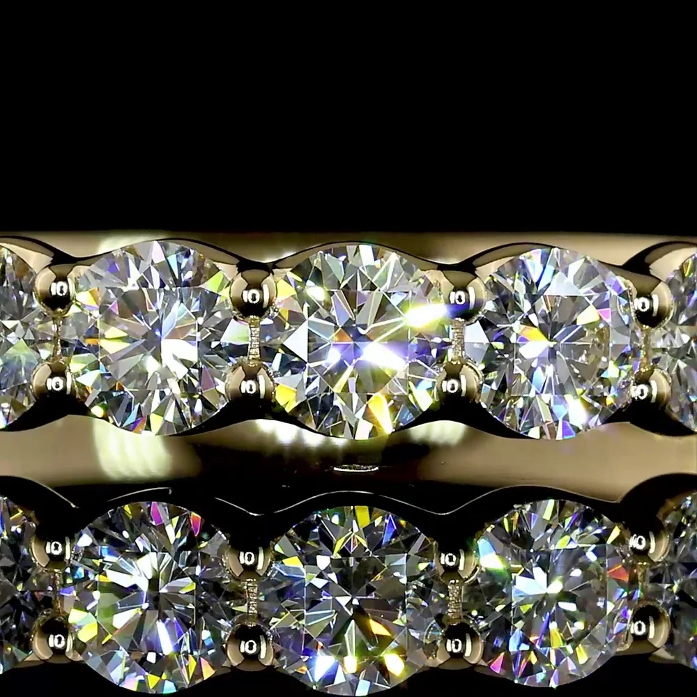 14K Yellow Gold Half Eternity Band with U-Prong Set Round Lab Diamonds - 1.00 Carat Total Diamond Weight - Covaloro Fine Jewelry - Image 2