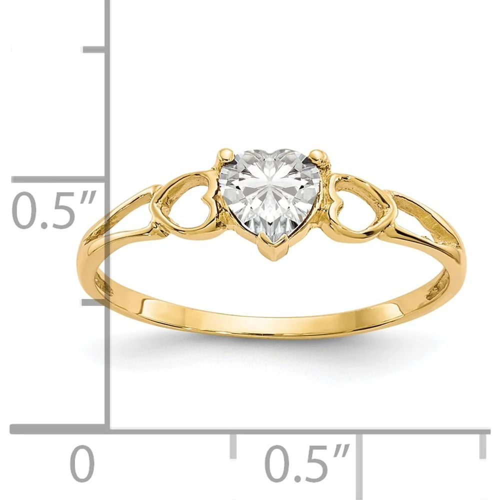 14K Yellow Gold Heart-Cut White Topaz Ring - 0.55 Carat - Size 7 by Oro Pregiato - Image 2