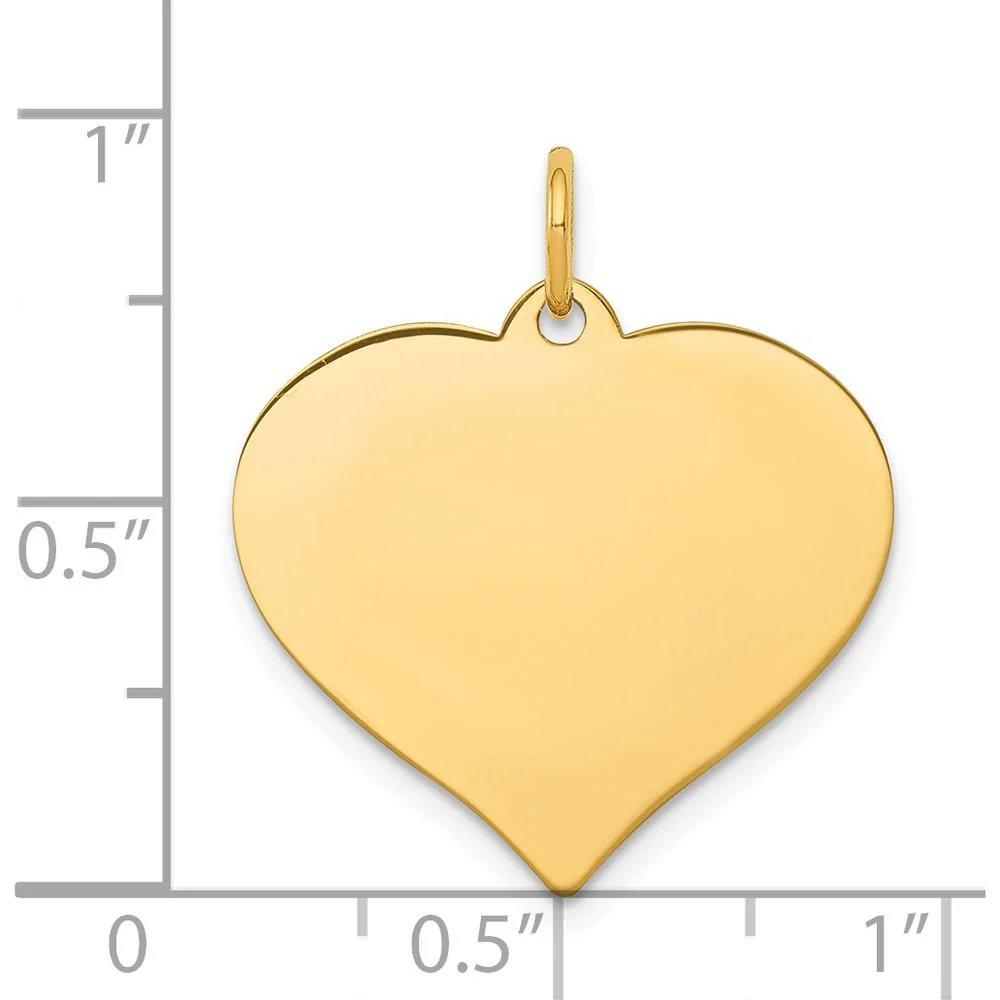 14K Yellow Gold Heart Disc Charm - Engravable Personalized Pendant by Oro Pregiato - Image 2