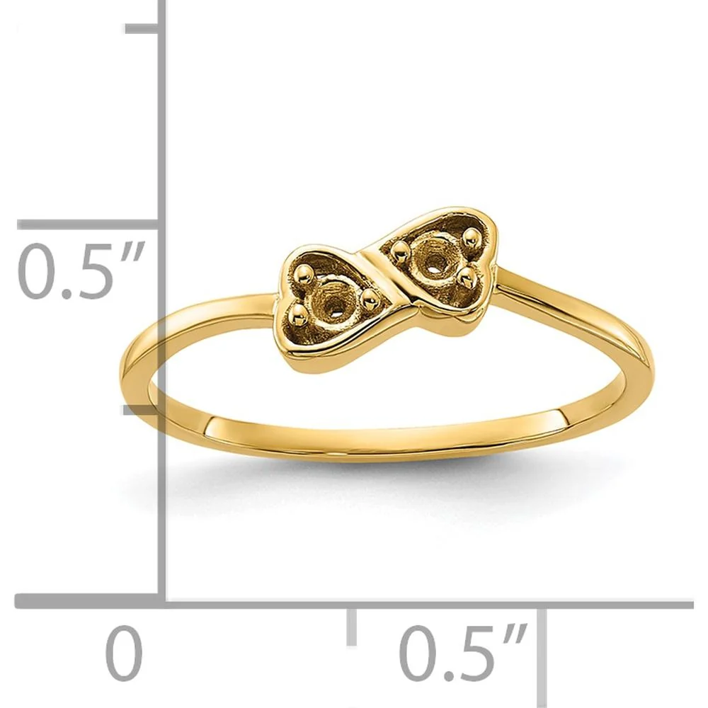 14K Yellow Gold Heart Ring Mounting - Customizable with Stones - Size 6 by Oro Pregiato - Image 3