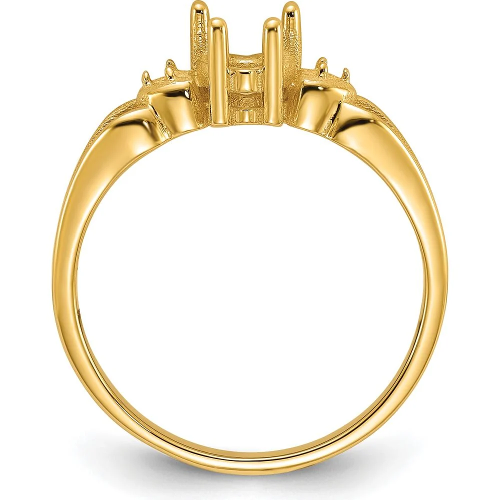 14K Yellow Gold Heart Ring Mounting with 0.02 Carat Diamond Accent for Customizable Gemstone - Women's Jewelry - Size 6 by Monteluci Fine Jewelry - Image 2