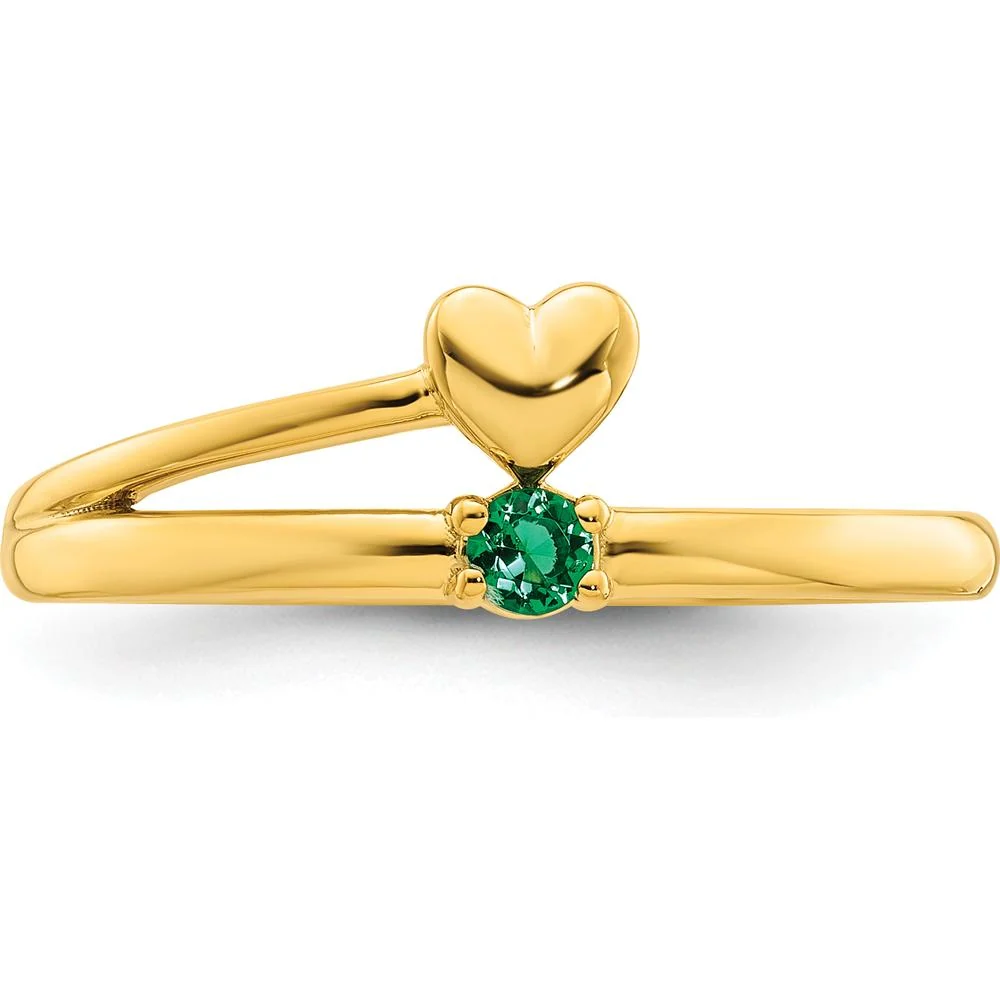 14K Yellow Gold Heart Ring with Birthstone - Personalized Mother's Ring - Size 7 by Oro Pregiato - Image 5