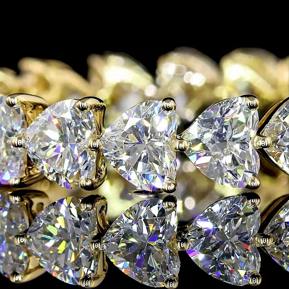 14K Yellow Gold Heart Shape Eternity Band with East-West Set Lab Diamonds - 3.54 Carats Total Diamond Weight - Covaloro Fine Jewelry - Image 2