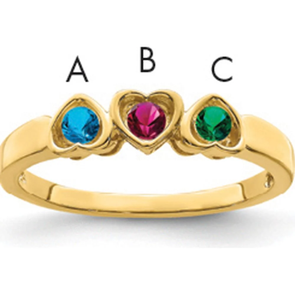 14K Yellow Gold Heart-Shaped Family Jewelry Ring Mounting for Custom Gemstones - Size 7 by Oro Pregiato - Image 2