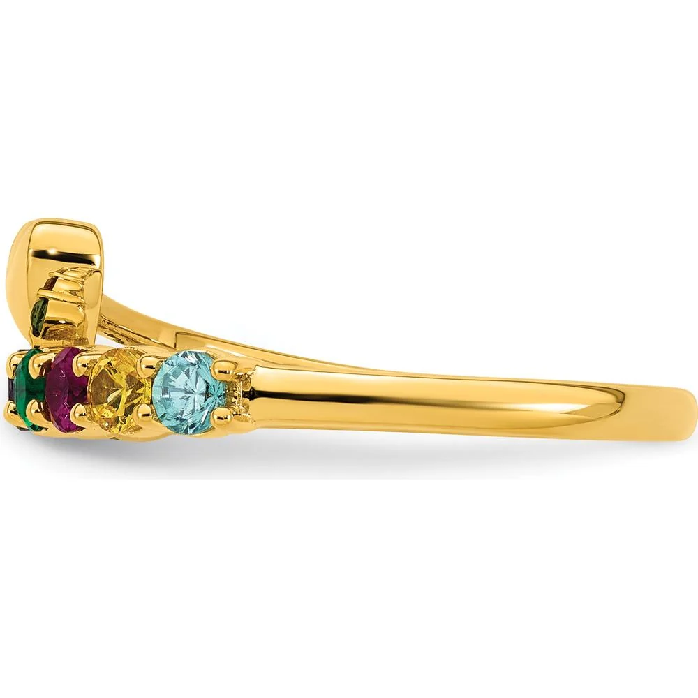 14K Yellow Gold Heart Shaped Mother's Ring with 8 Birthstones - 1.80 Carat Total Gem Weight - Size 7 by Oro Pregiato - Image 4