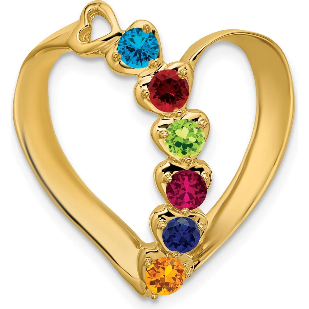 14K Yellow Gold Heart-Shaped Slide Mounting for Custom Birthstones - 25mm Length by Oro Pregiato - Image 2