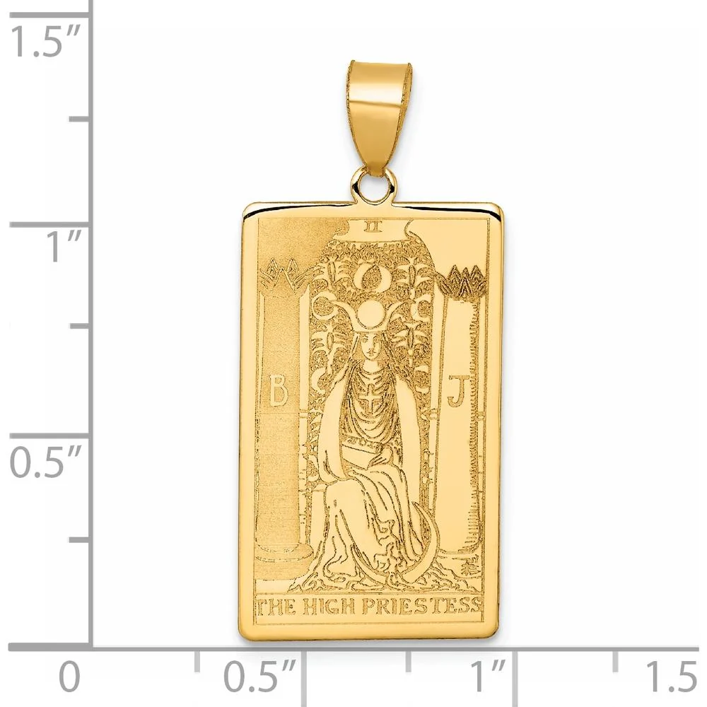 14K Yellow Gold High Priestess Tarot Card Pendant - Spiritual Symbol Charm by Oro Pregiato - Image 4