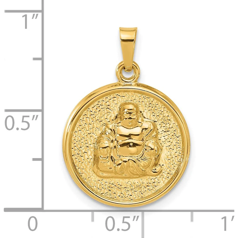 14K Yellow Gold Hollow Buddha Charm Pendant - Polished Finish by Oro Pregiato - Image 4