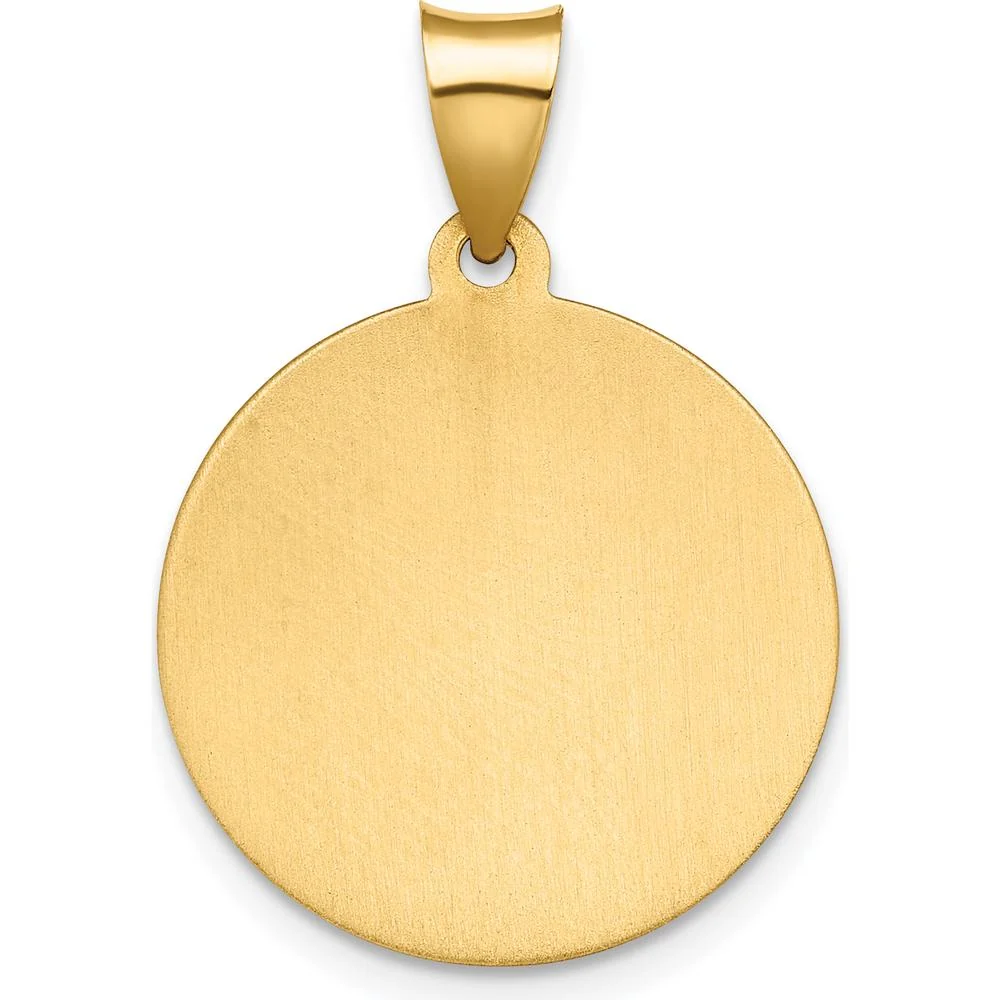 14K Yellow Gold Hollow Spanish Santa Lucia Medal Pendant with Satin and Polished Finish by Oro Pregiato - Image 4