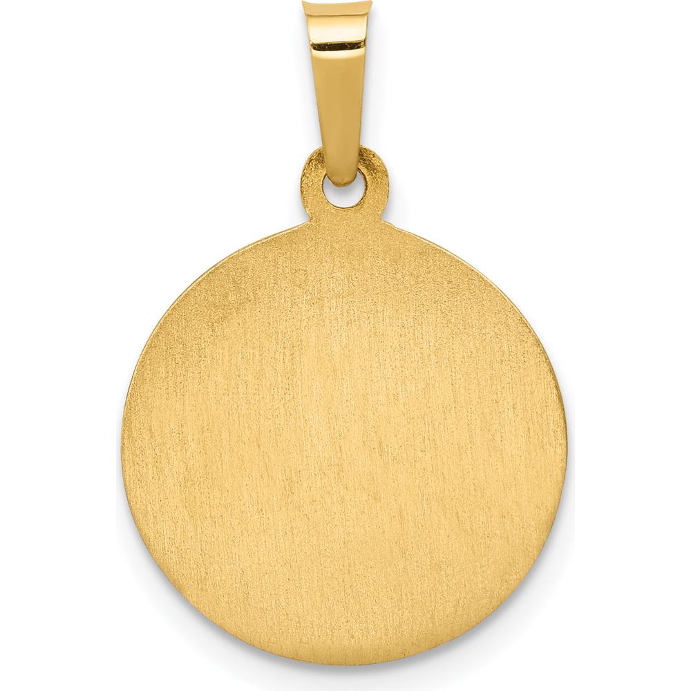 14K Yellow Gold Hollow St. Anne Medal Pendant with Satin and Polished Finish - 22.75mm Length by Oro Pregiato - Image 4