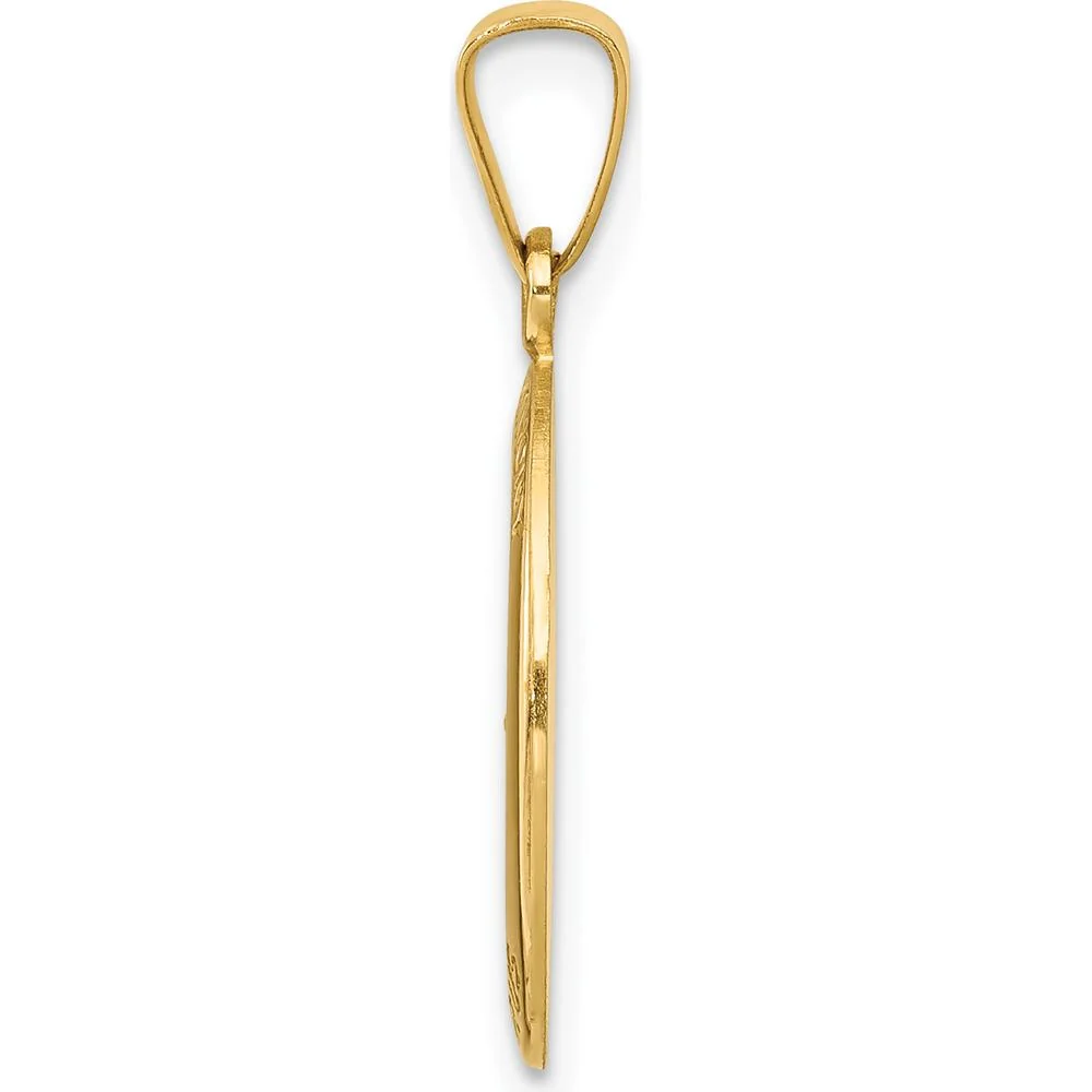 14K Yellow Gold Hollow St. Anthony Medal Small Oval Pendant - Satin Finish by Oro Pregiato - Image 2