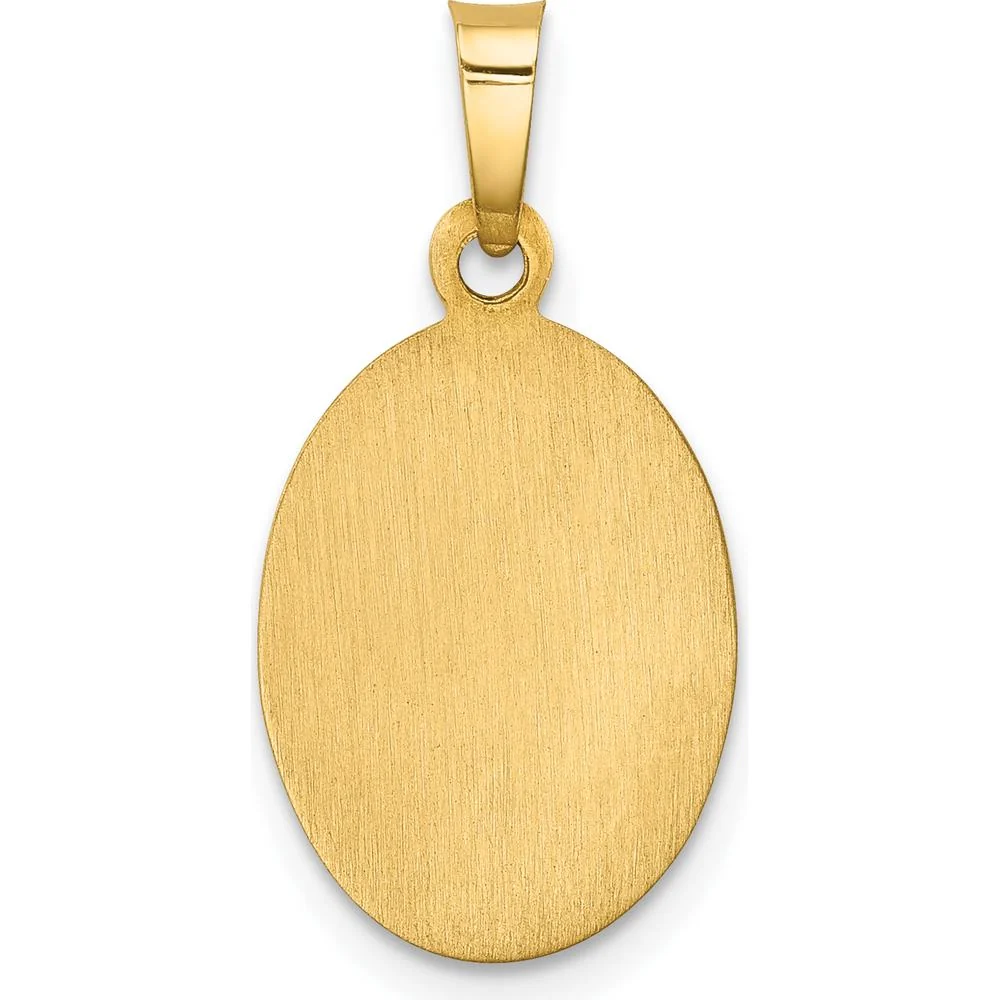 14K Yellow Gold Hollow St. Christopher Medal Oval Pendant with Polished and Satin Finish by Oro Pregiato - Image 4