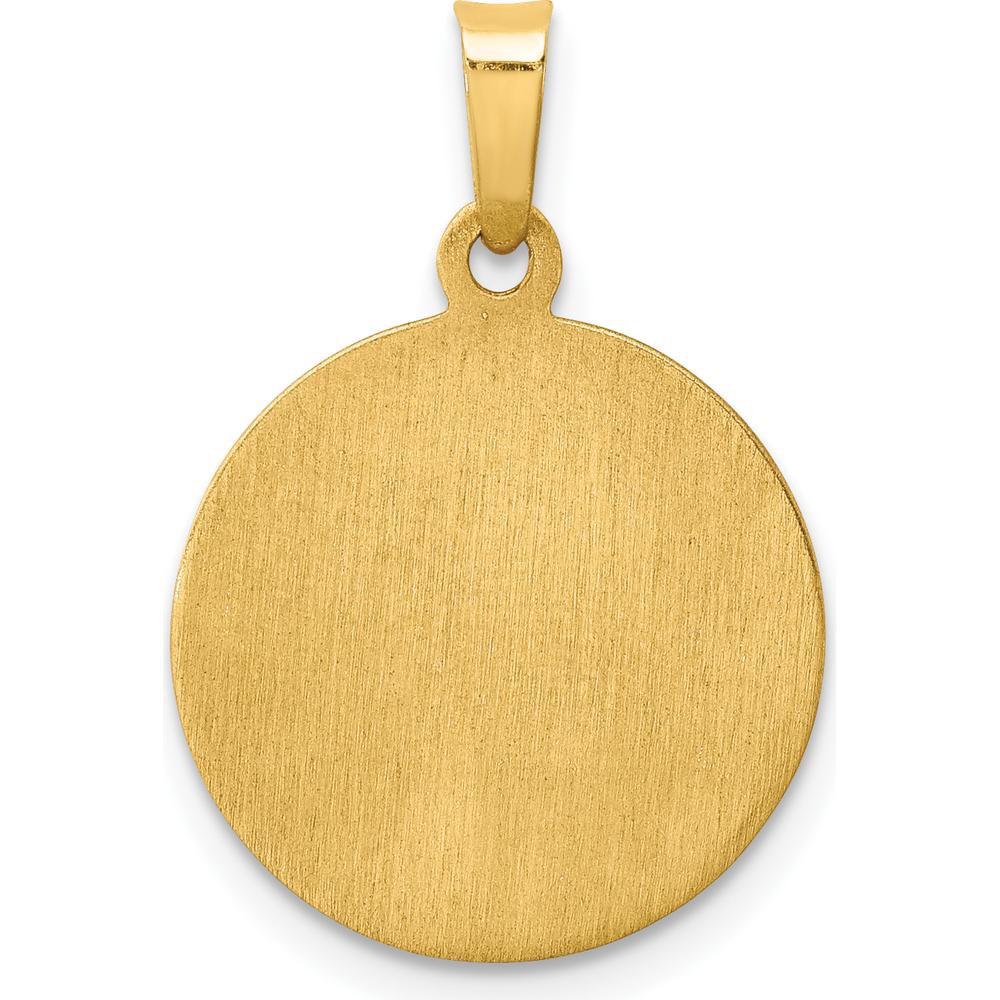 14K Yellow Gold Hollow St. Mark Medal Round Pendant with Satin and Polished Finish - 22mm Length by Oro Pregiato - Image 4