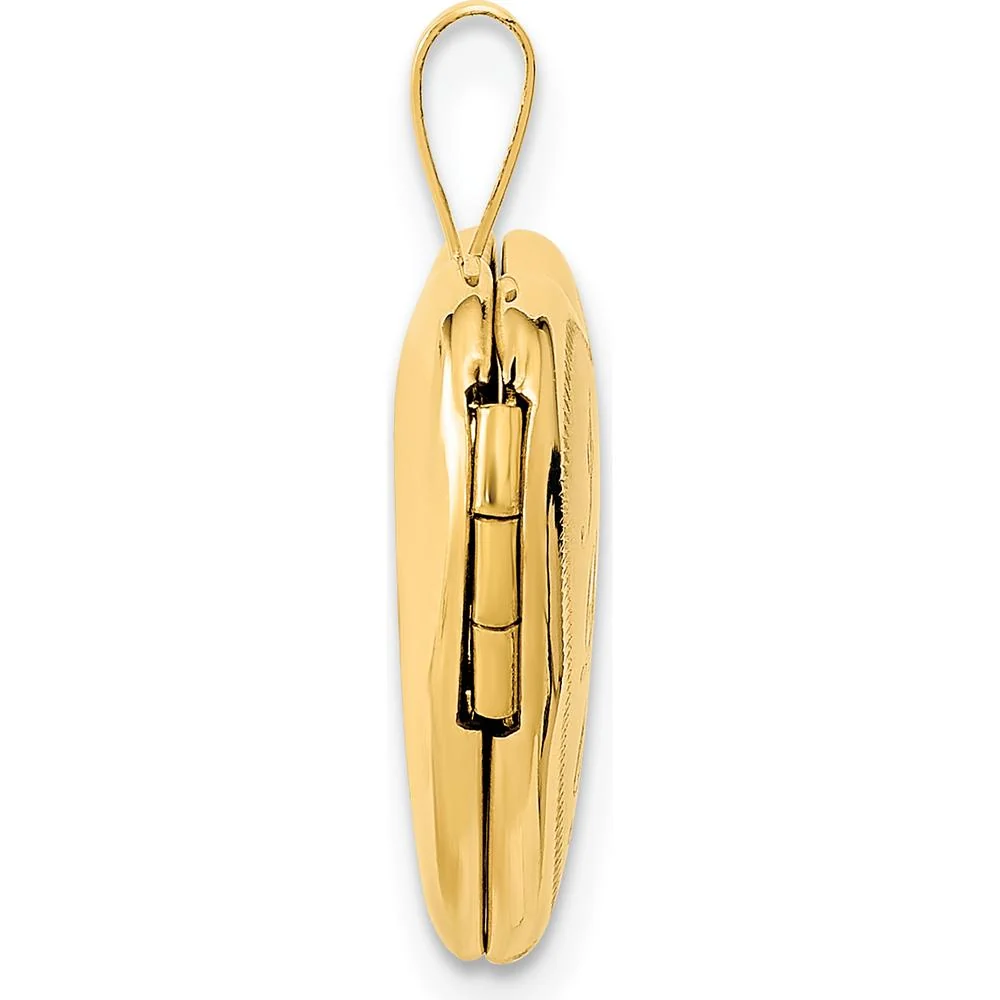 14K Yellow Gold "I Love You" Script Heart Locket Pendant with Satin Finish by Monteluci Fine Jewelry - Image 2
