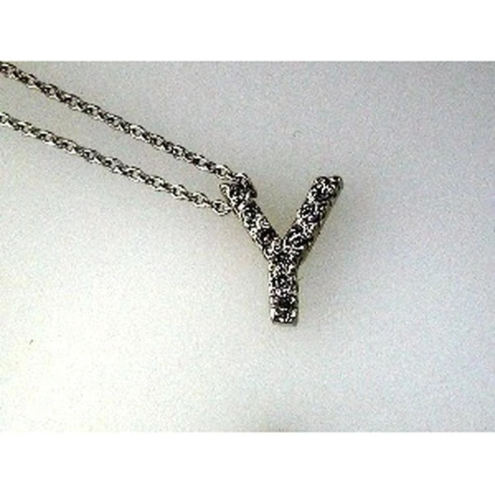 14K Yellow Gold Initial Y Pendant with Round Diamonds - 0.08 Carat Total Diamond Weight - Royal Jewelry