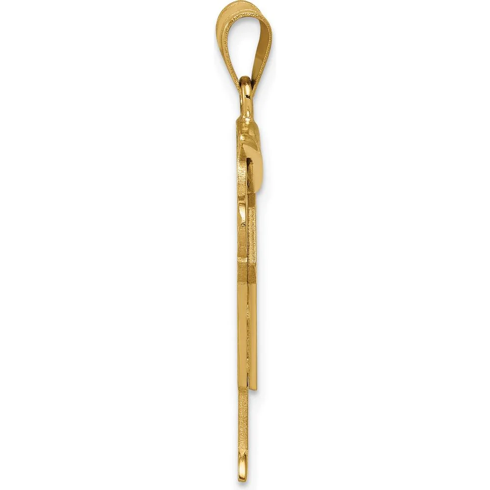 14K Yellow Gold Kids Medium Boy with Hat Pendant with 2 Round Diamonds - 0.03 Carat Total Diamond Weight by Oro Pregiato - Image 2