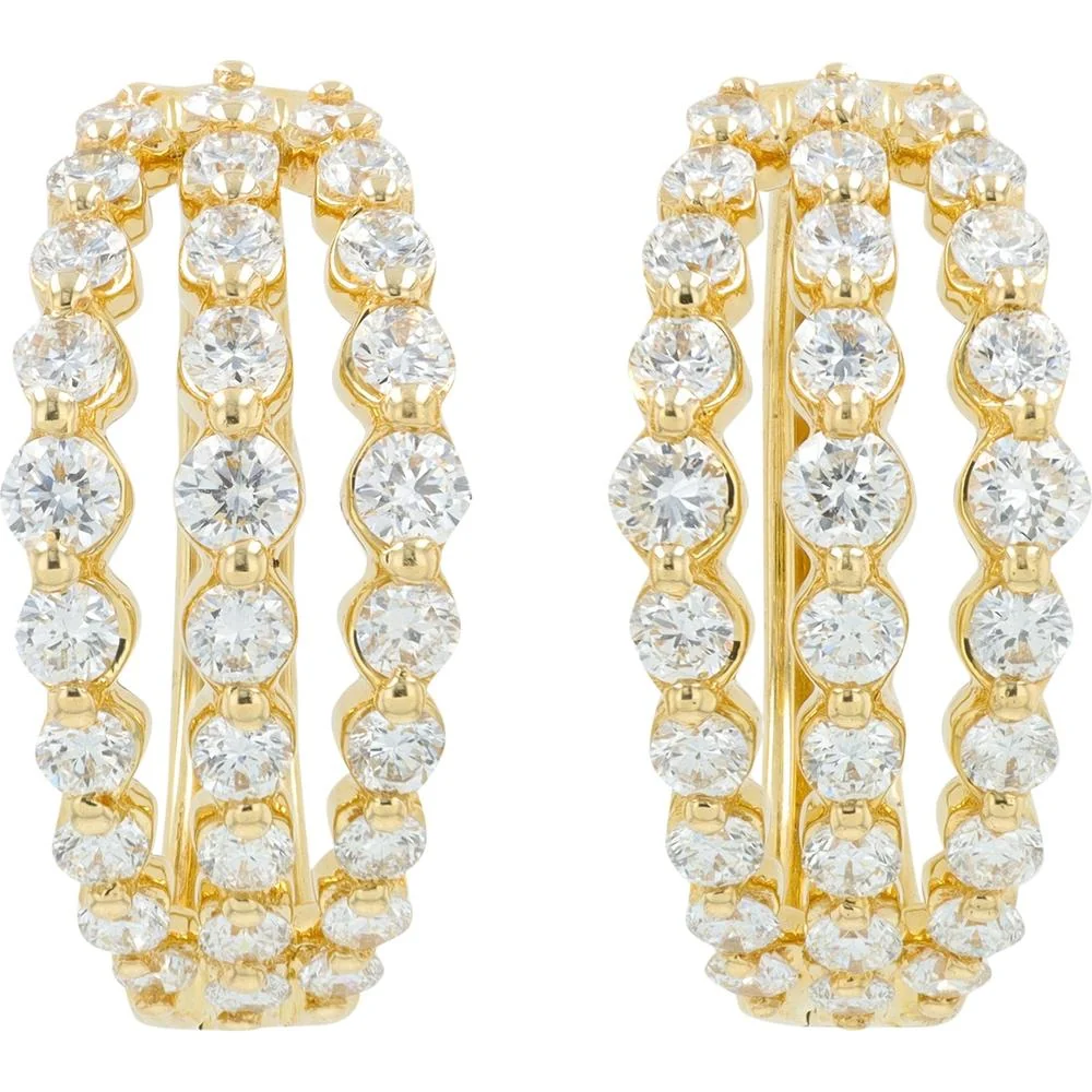 14K Yellow Gold Lab Grown Diamond Hoops - 2.00 Carat Total Diamond Weight - Image 2