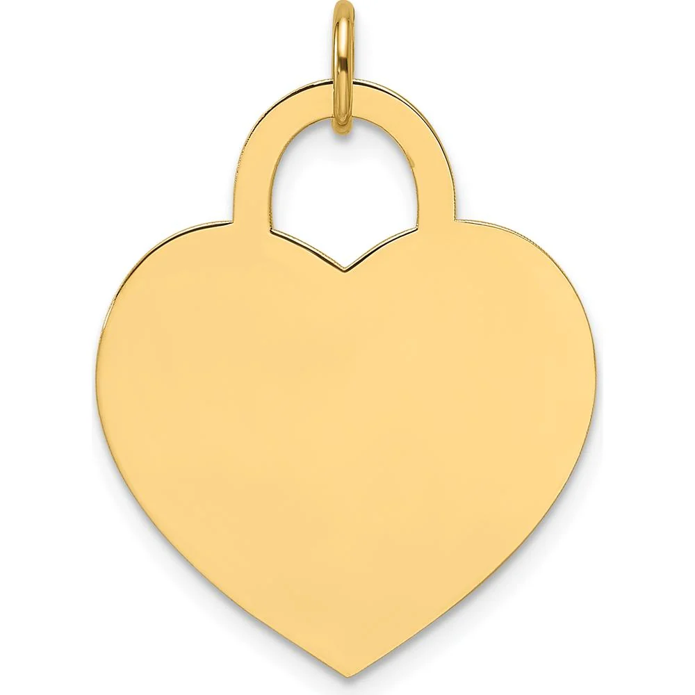 14K Yellow Gold Large Engravable Heart Charm - Polished Finish by Oro Pregiato