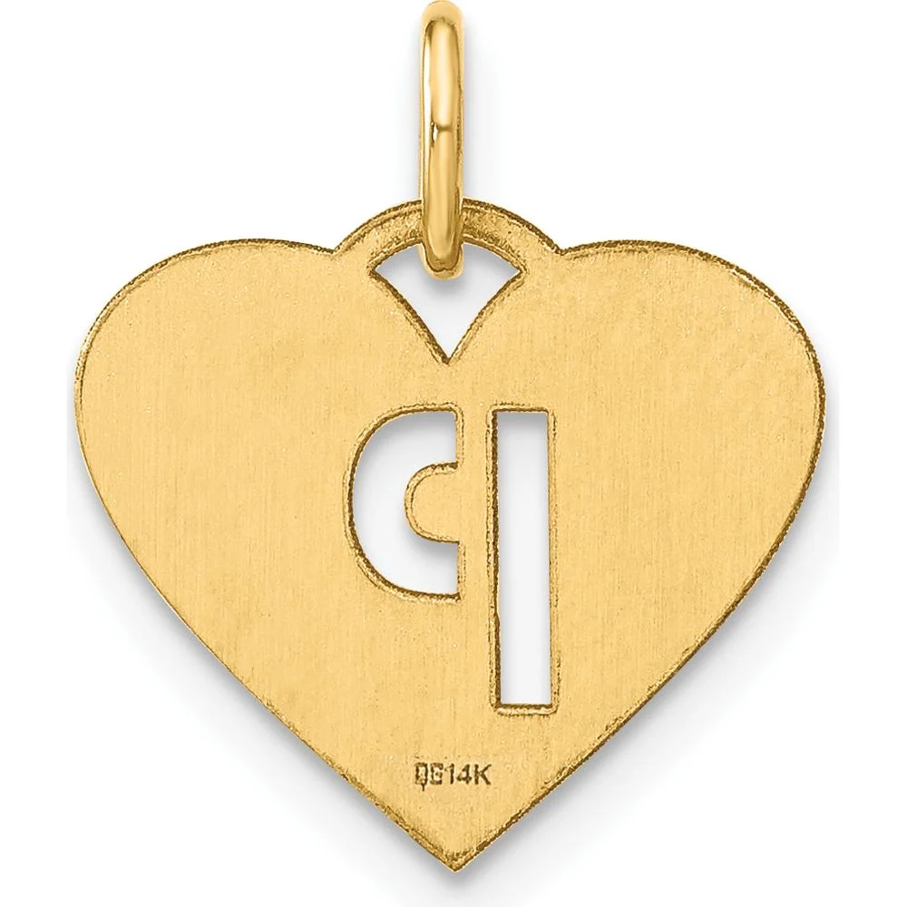 14K Yellow Gold Laser Cut Heart-Shaped "P" Initial Charm - 13.86mm x 15.48mm by Oro Pregiato - Image 3