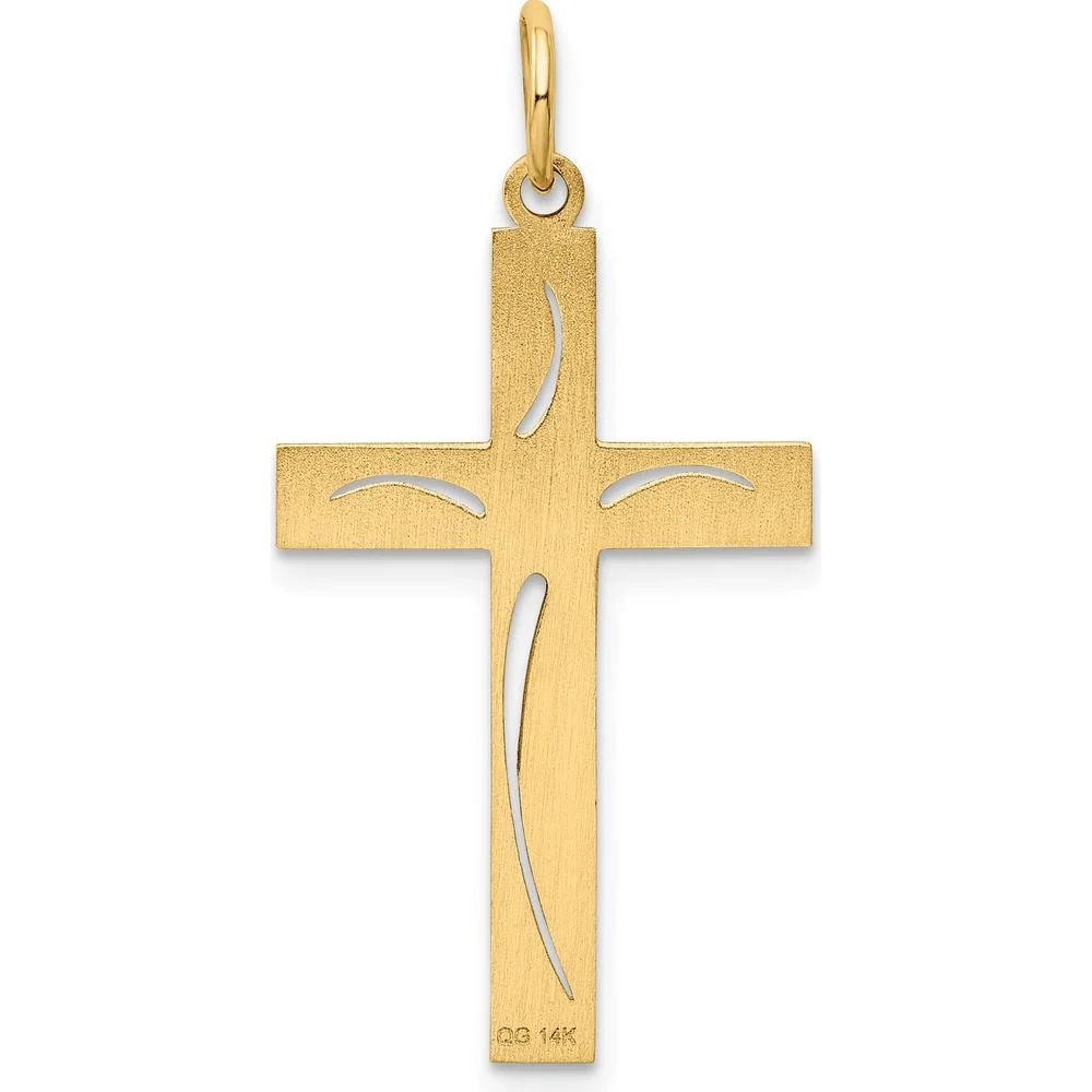 14K Yellow Gold Laser Designed Cut-out Cross Pendant - Polished Finish by Oro Pregiato - Image 4