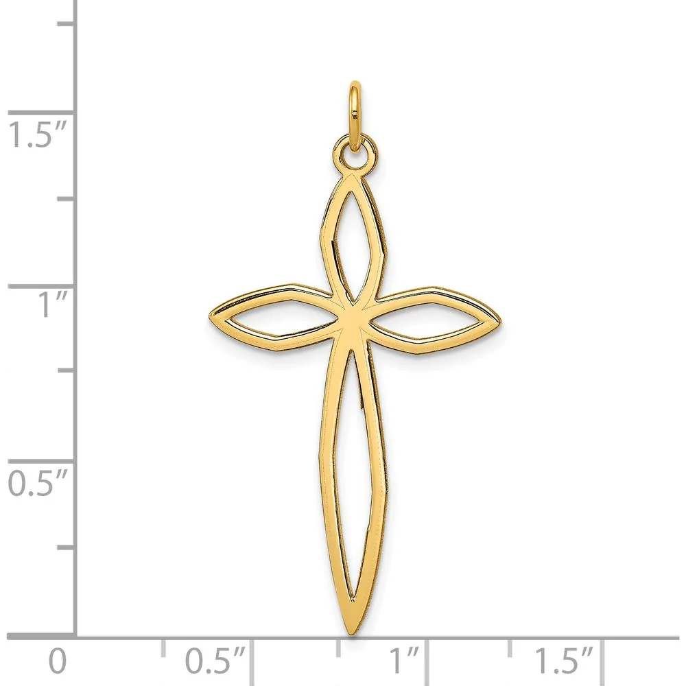 14K Yellow Gold Laser Designed Passion Cross Pendant - 39mm x 22mm by Oro Pregiato - Image 3
