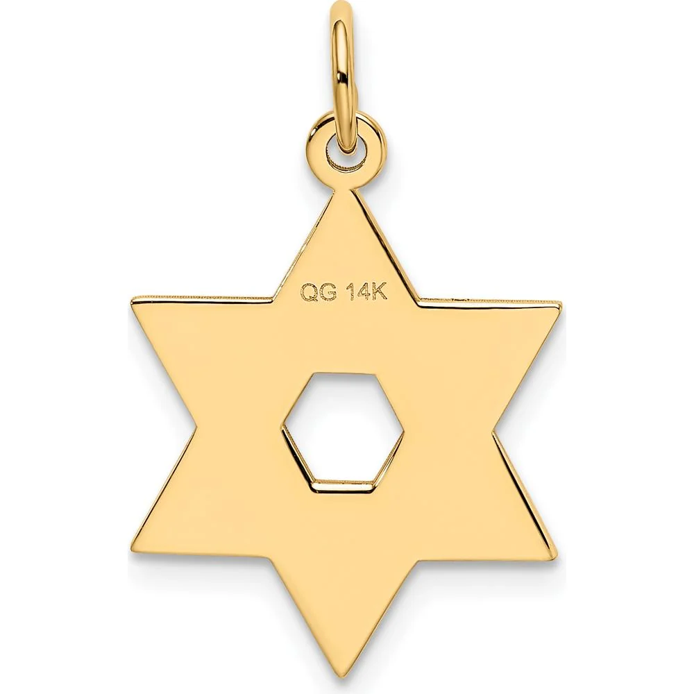 14K Yellow Gold Laser Designed Star of David Pendant - Polished Finish by Oro Pregiato - Image 4