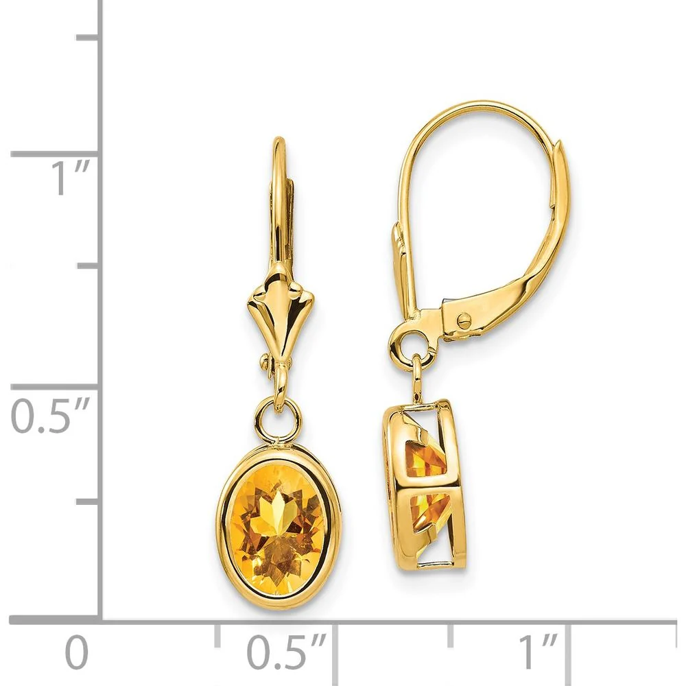 14K Yellow Gold Leverback Drop Earrings with Oval Faceted Citrine - 1.10 Carat Total Gem Weight by Monteluci Fine Jewelry - Image 4