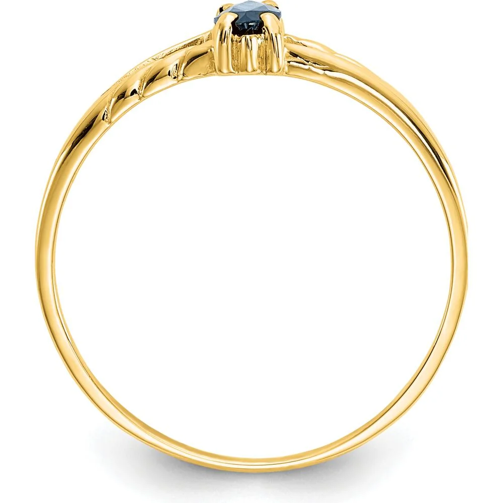 14K Yellow Gold Marquise-Cut Sapphire Ring with Twisted Band - 0.33 Carat Natural Blue Sapphire - Size 7 by Oro Pregiato - Image 2
