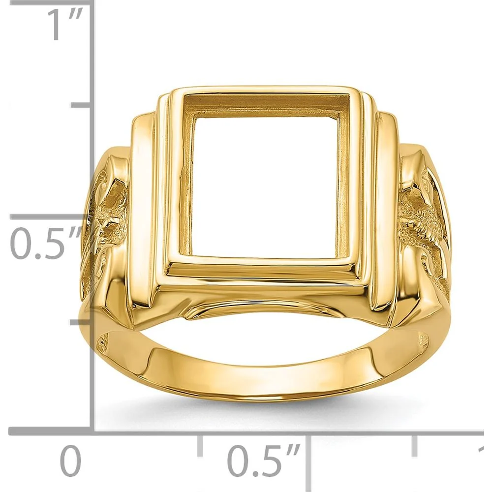 14K Yellow Gold Masonic Ring Mounting for Rectangular Stone - 12x10mm Setting - Size 10 by IBGoodman - Image 3