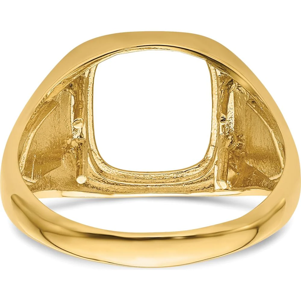 14K Yellow Gold Masonic Ring Mounting with Textured Band - Customizable for Irregular Stones - Size 10 by IBGoodman - Image 3