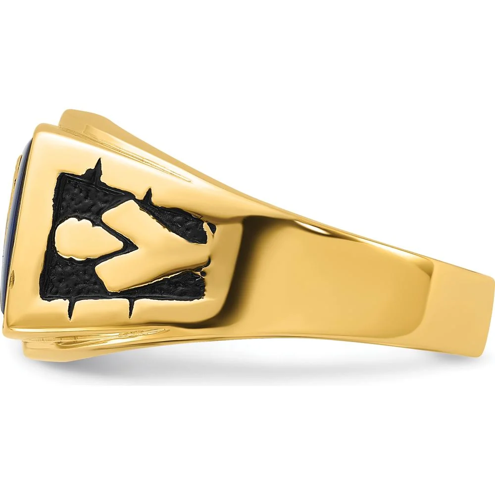 14K Yellow Gold Masonic Ring Mounting with Textured Band for Custom Stone - Size 10 by IBGoodman - Image 3
