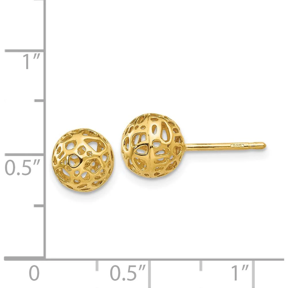 14K Yellow Gold Medium Fancy Ball Post Earrings by Oro Pregiato - Image 4