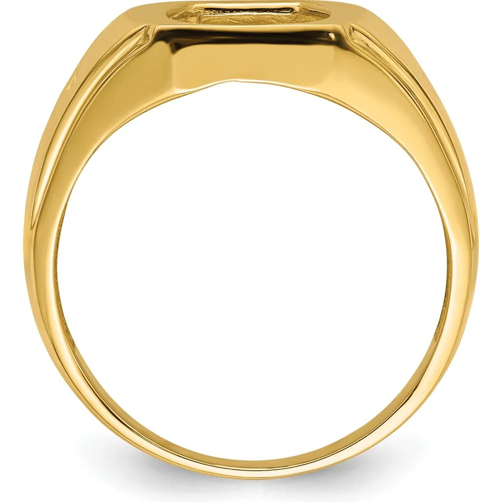 14K Yellow Gold Men's Cross Ring Mounting with Tapered Band Design - Size 10 by IBGoodman - Image 2