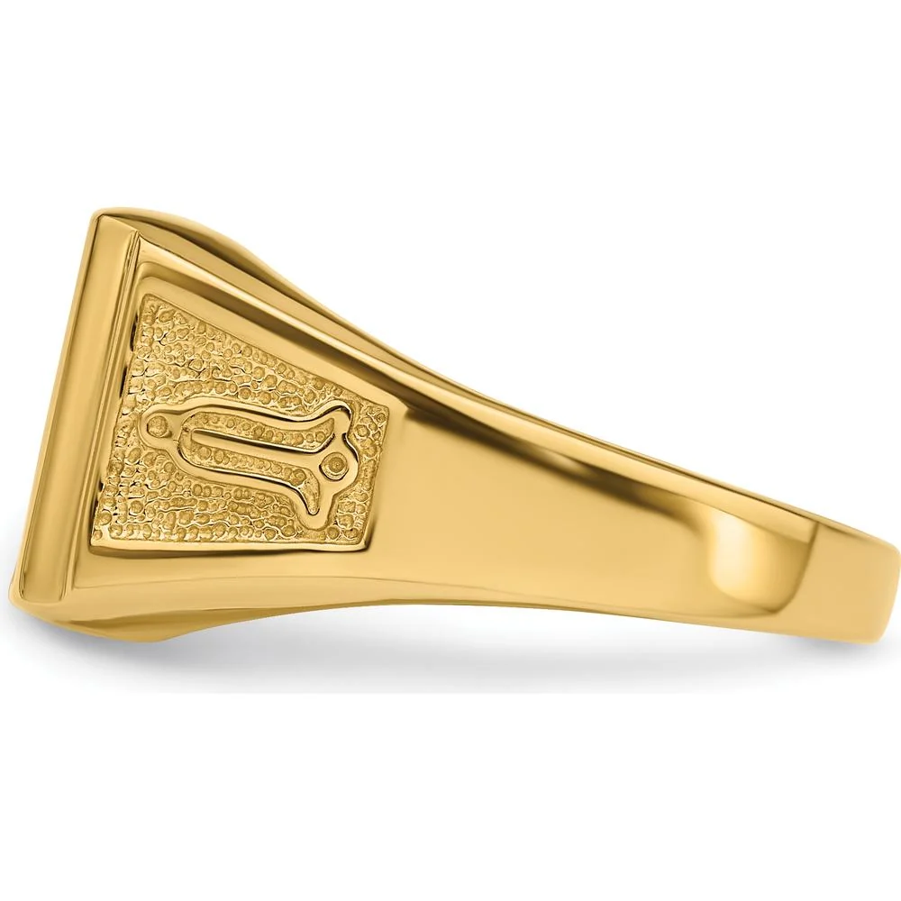 14K Yellow Gold Men's Masonic Ring Mounting with Polished Finish - 12x10mm Rectangle Slot - Size 10 by Monteluci Fine Jewelry - Image 3