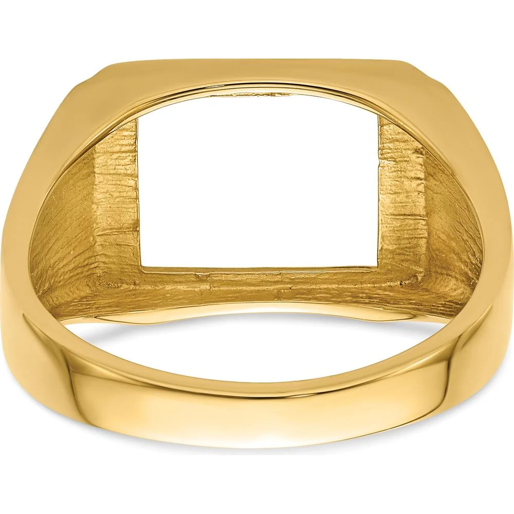 14K Yellow Gold Men's Masonic Ring Mounting with Polished Finish - 12x10mm Rectangle Slot - Size 10 by Monteluci Fine Jewelry - Image 4