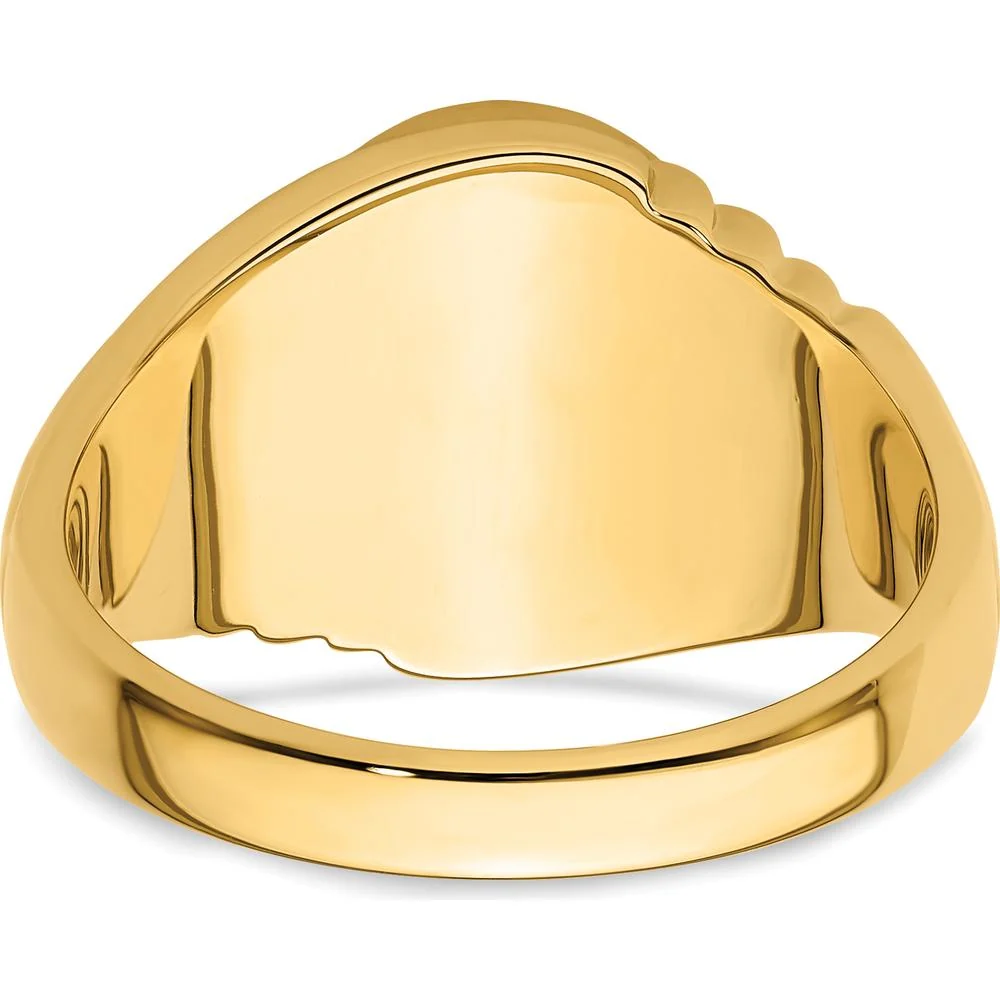 14K Yellow Gold Men's Polished and Textured Masonic Ring Mounting for Oval Stone - 12.00 x 10.00 mm - Size 10 by Monteluci Fine Jewelry - Image 4