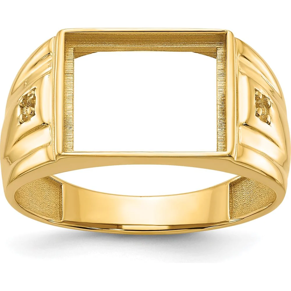 14K Yellow Gold Men's Ring Mounting with Rectangular Bezel for Custom Onyx Stone - 12x10mm - Size 10 by Monteluci Fine Jewelry