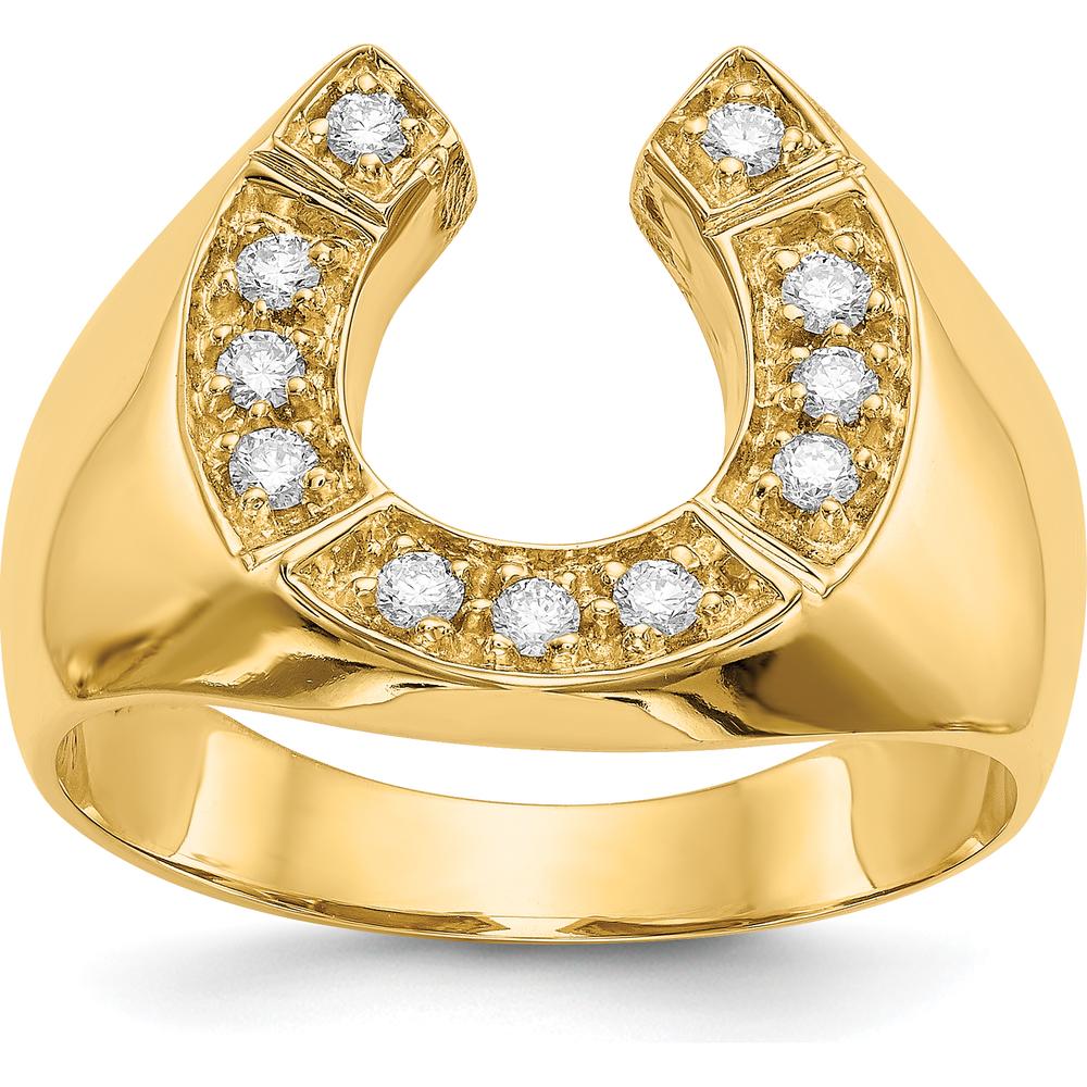 14K Yellow Gold Men's Ring with 11 Round Diamonds - 0.22 Carat Total Diamond Weight - Size 10 by Monteluci Fine Jewelry