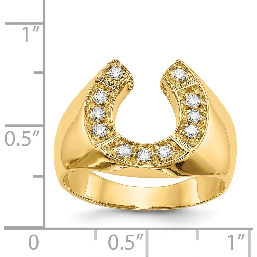 14K Yellow Gold Men's Ring with 11 Round Prong Set Diamonds - 0.02 Carat Total Diamond Weight - Size 10 by Monteluci Fine Jewelry - Image 5