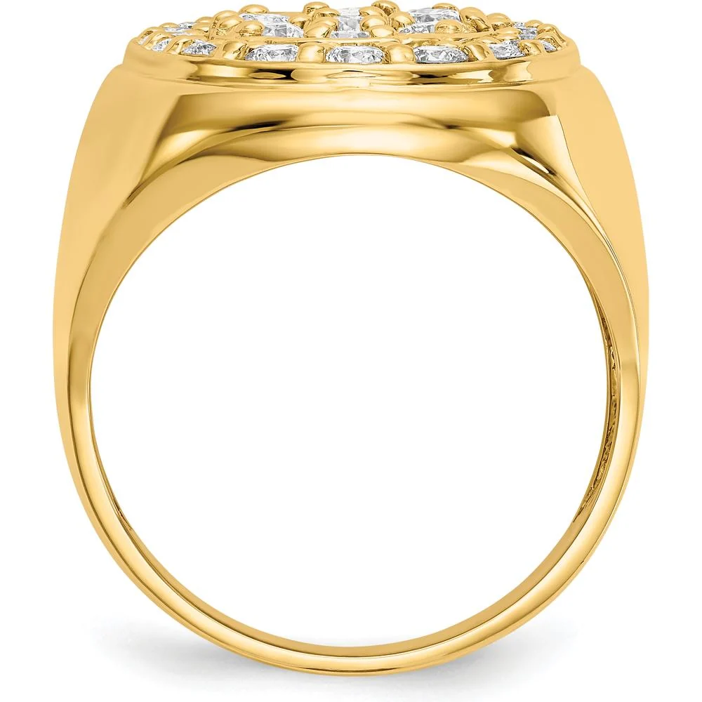 14K Yellow Gold Men's Ring with 24 Round Diamonds - 0.199 Carat Total Diamond Weight - Size 10 by IBGoodman - Image 2