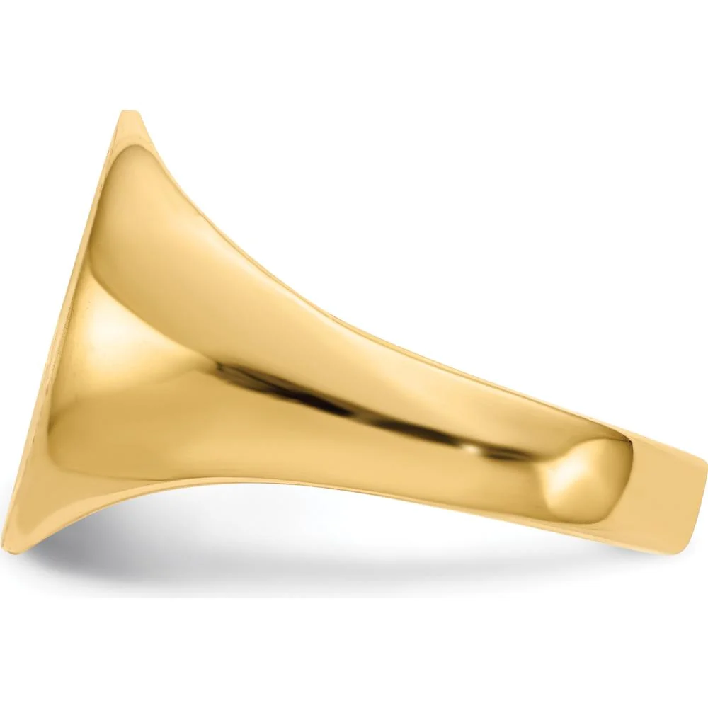 14K Yellow Gold Men's Signet Ring with Polished & Brushed Finish - Engravable, 11.5mm x 13.0mm Top - Size 10 by Oro Pregiato - Image 3