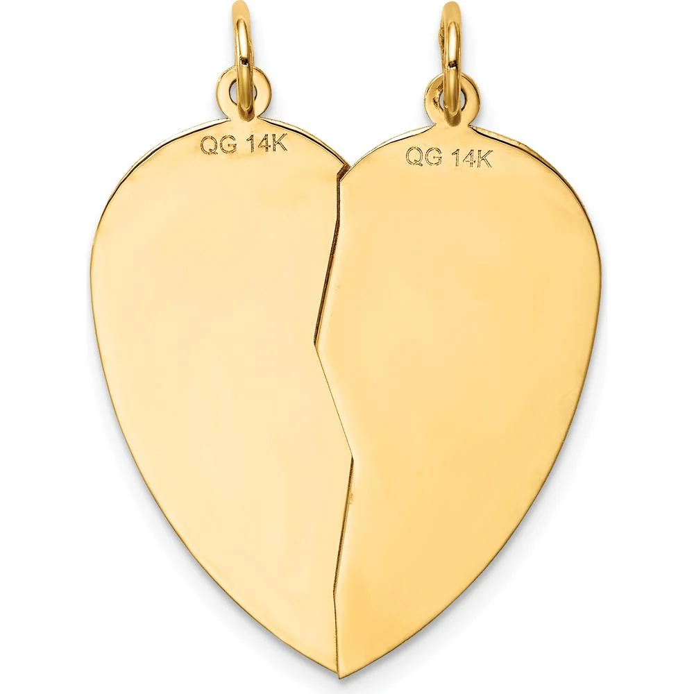 14K Yellow Gold Mizpah 2-Piece Heart Pendant with Engraved Genesis 31:49 Blessing by Oro Pregiato - Image 4